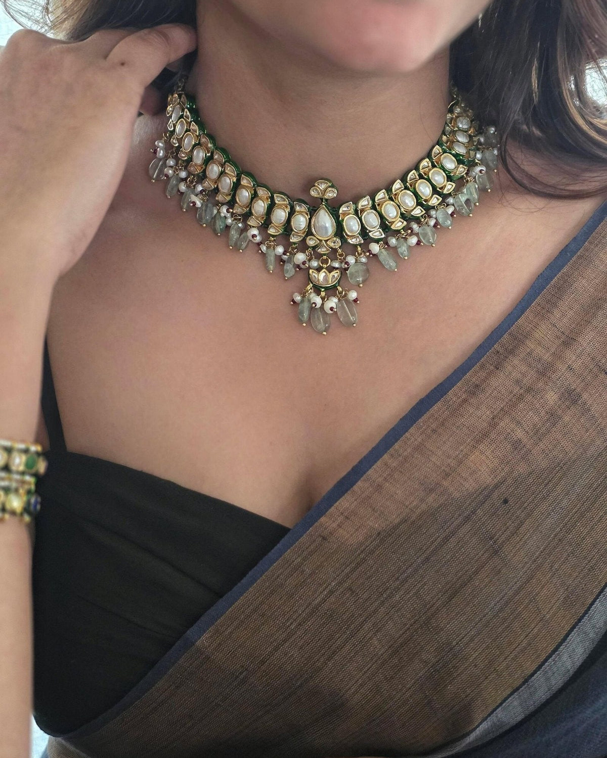 Saanvi semi-precious necklace, worn