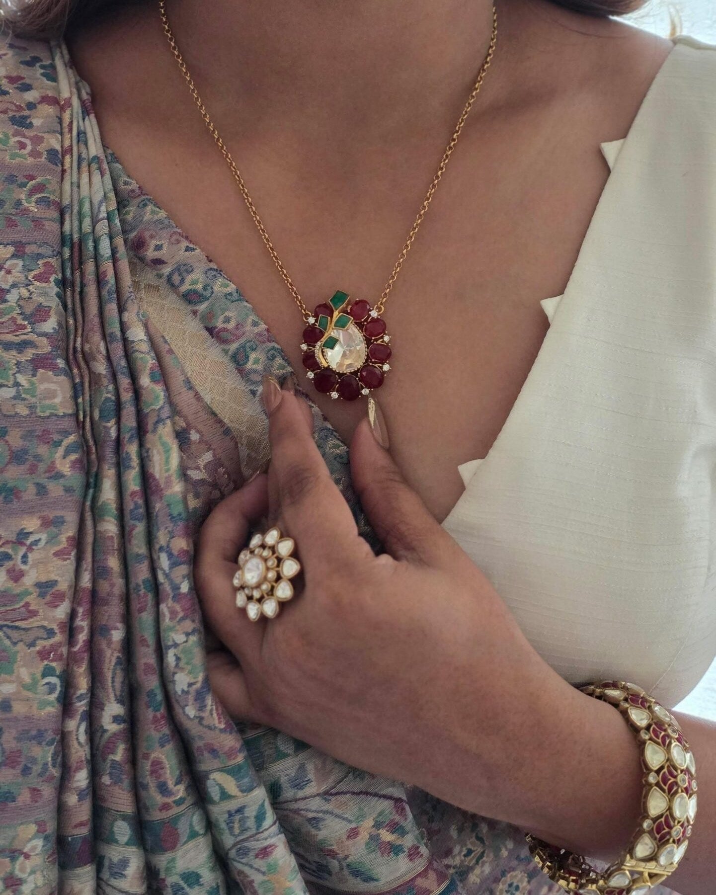 Juhi delicate pendant necklace, worn