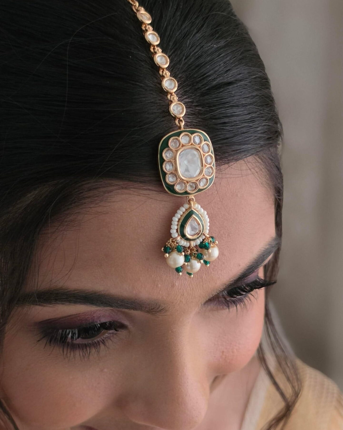 Mahira meenakari polki maang tikka, worn
