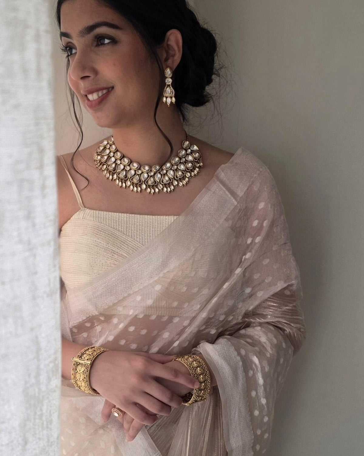 Ramsha polki necklace, worn