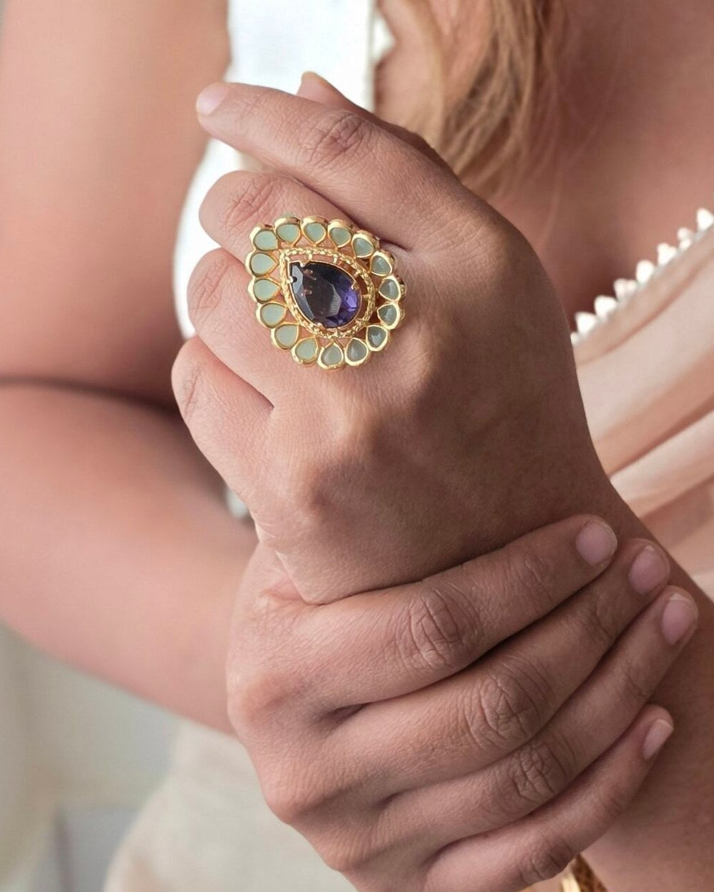Jhanvi handcrafted ring, worn