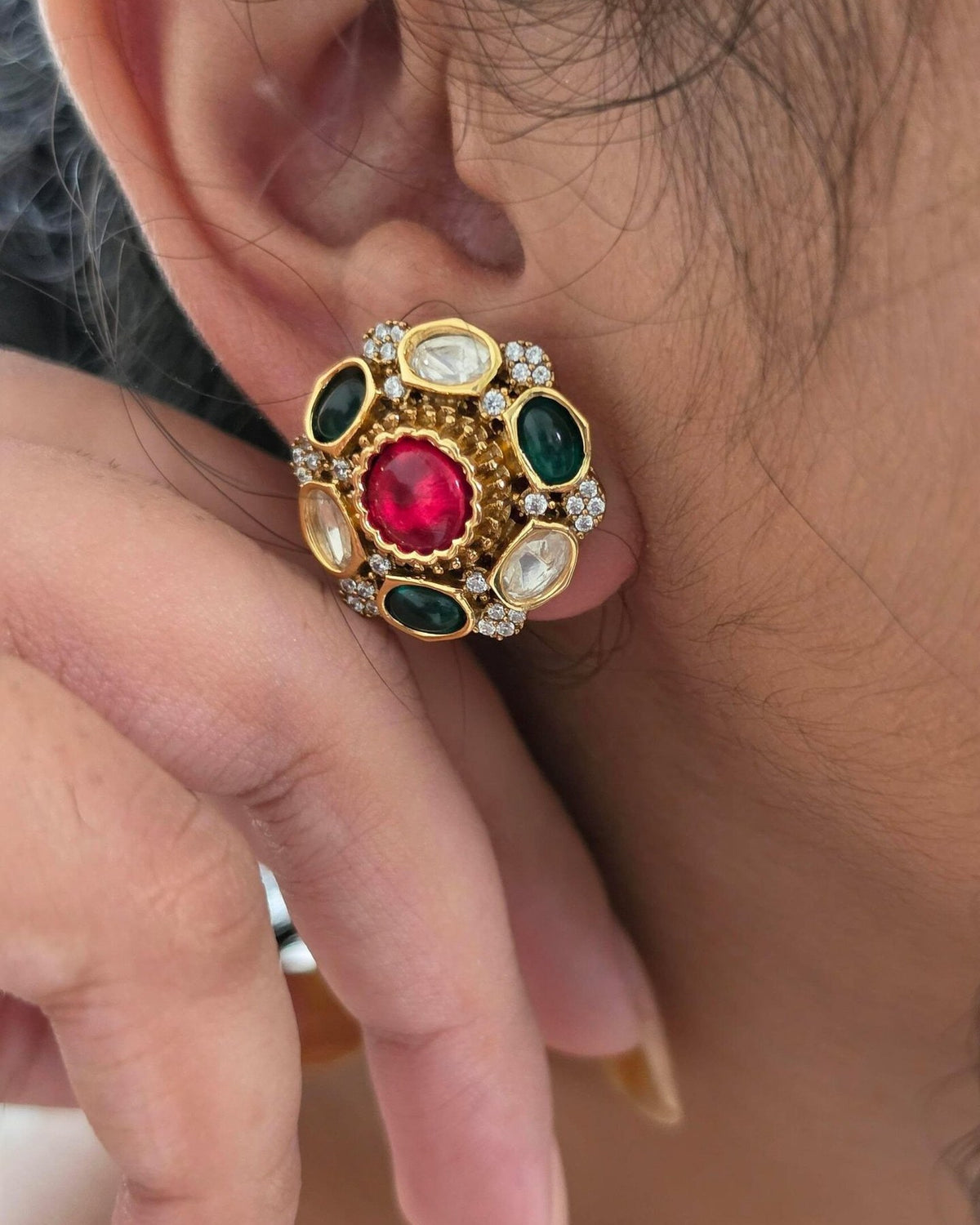 Nita polki studs, worn