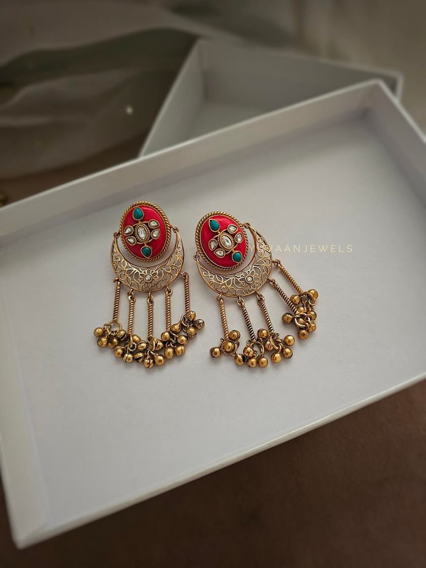 Swati raw stone chaandbali