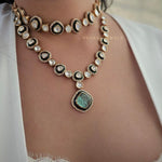 Leena Polki and Meena necklace