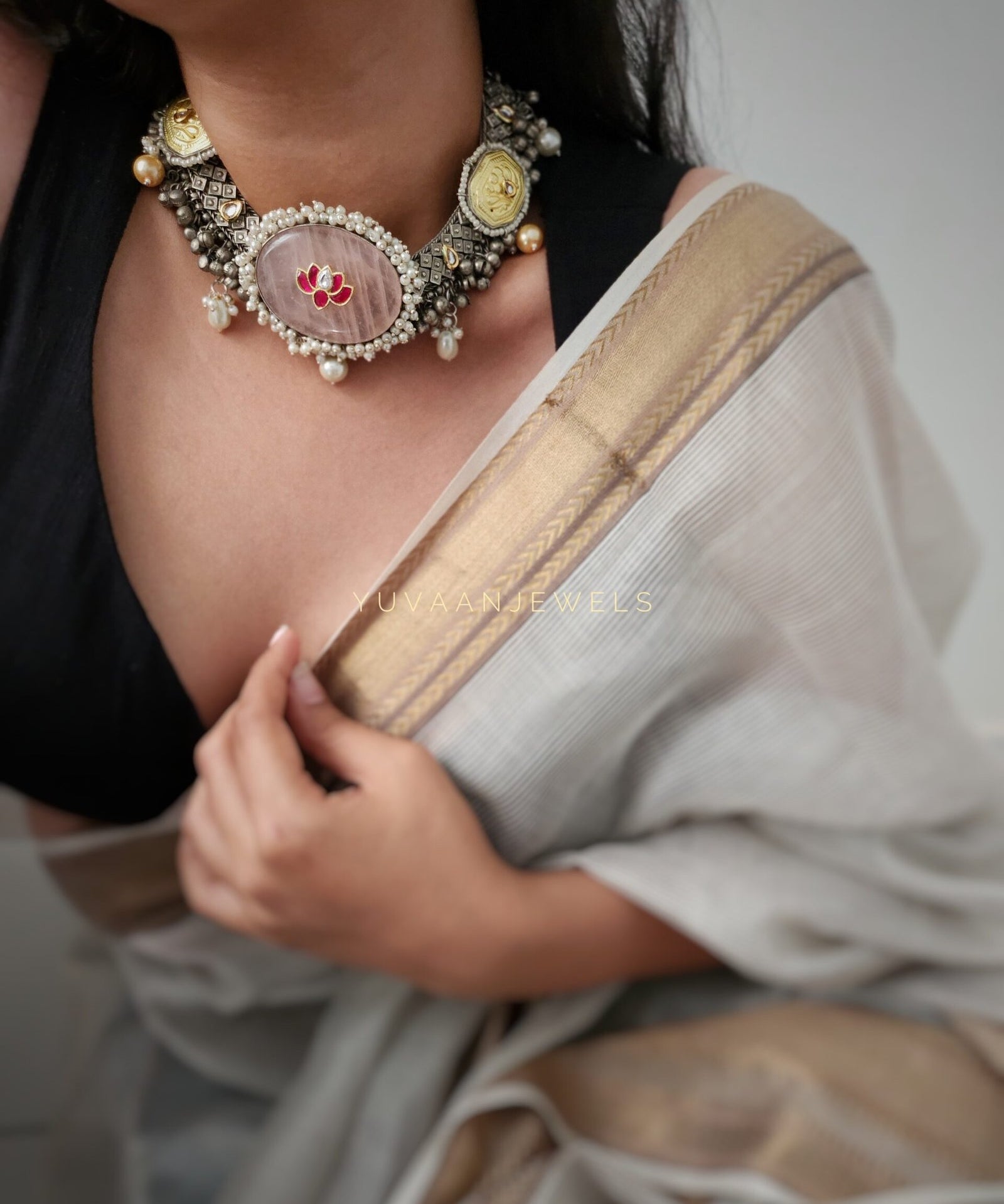 Aaina handcrafted silver necklace