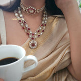Madhushree quartz and polki necklace