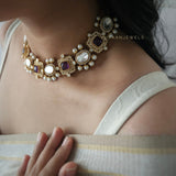Margot Quartz polki and pearls choker