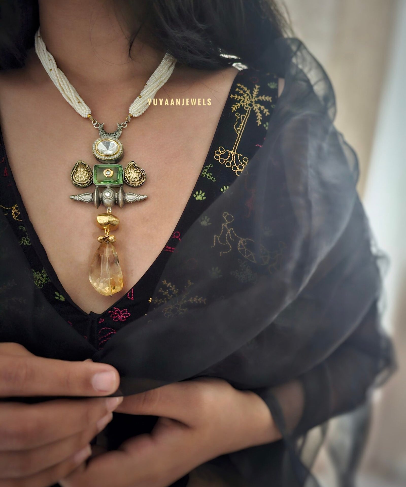 Nimrat handcrafted silver necklace