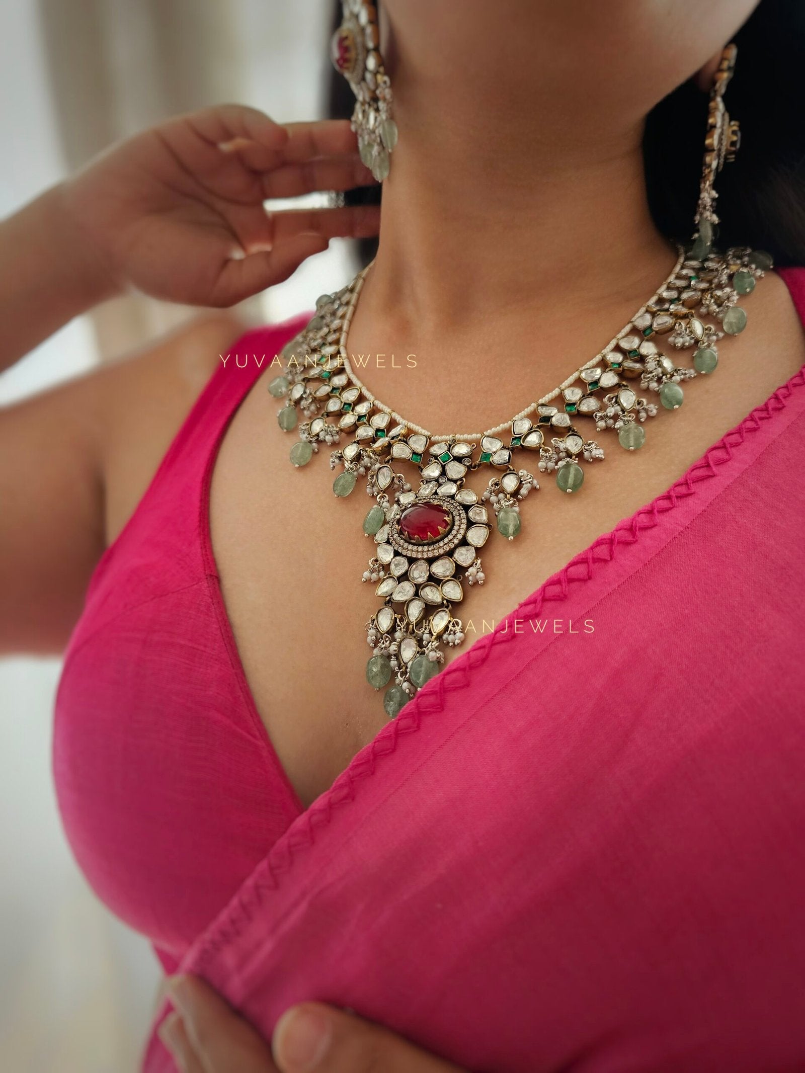 Gauhar Contemporary polki necklace