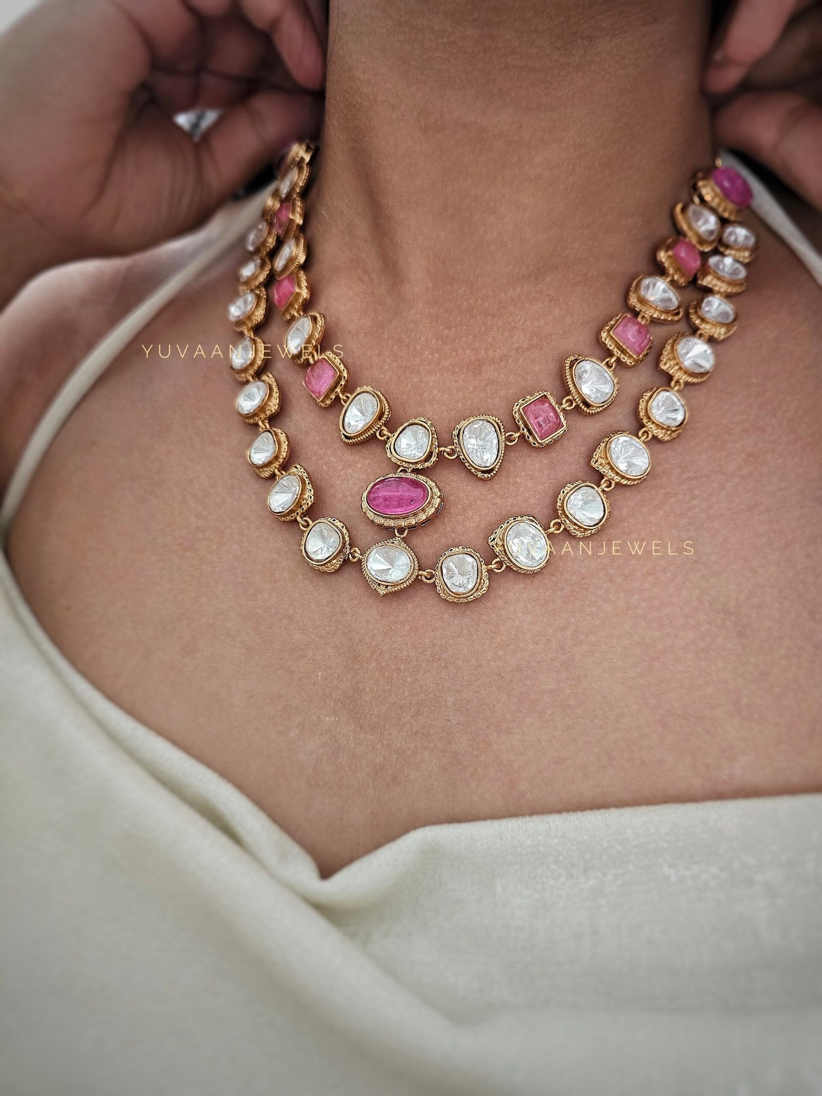 Jharna polki necklace