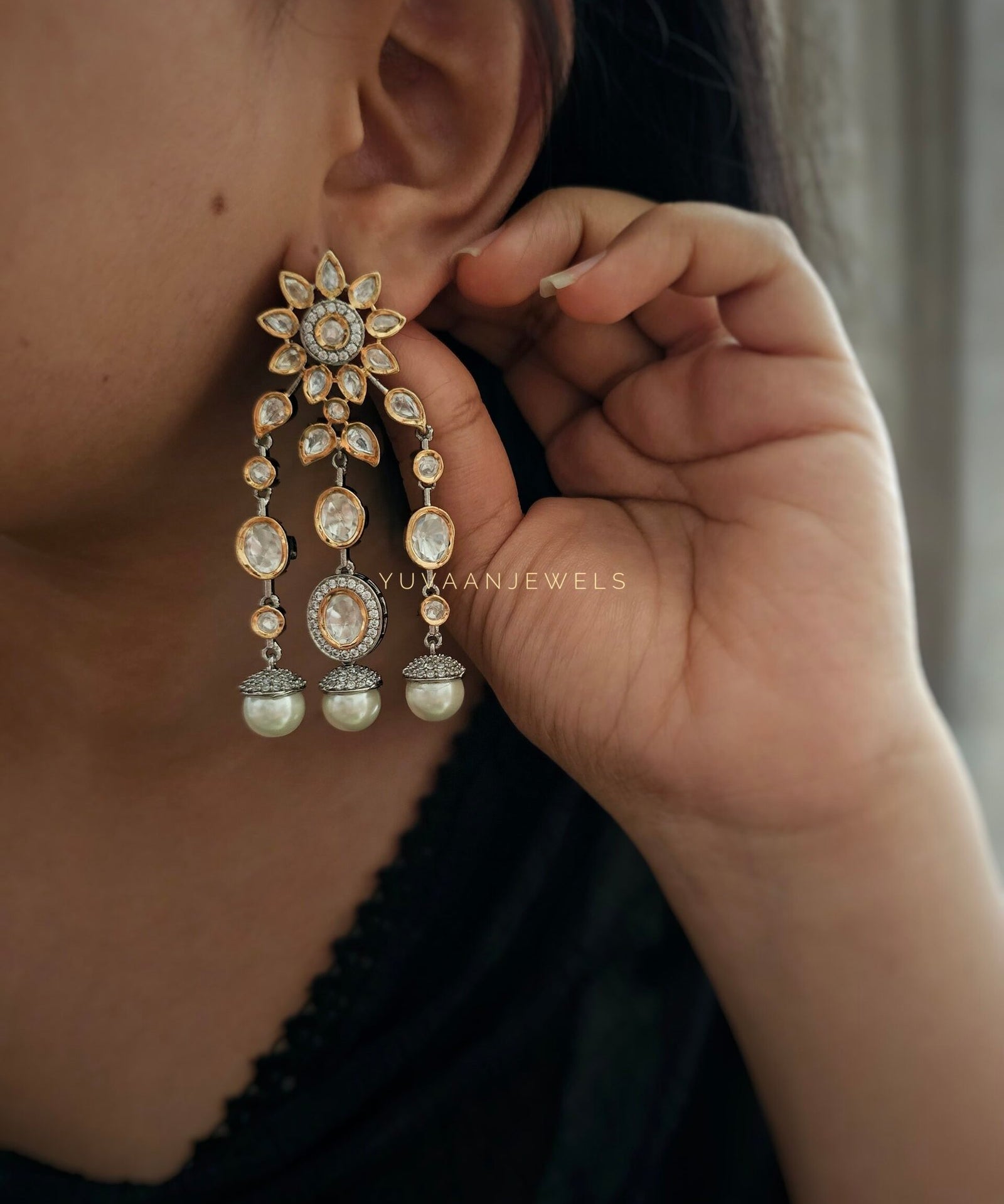 Gulmohar polki earings