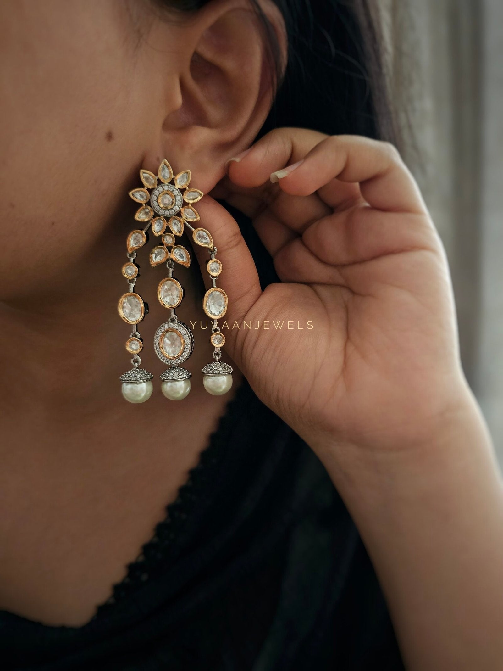 Gulmohar polki earings