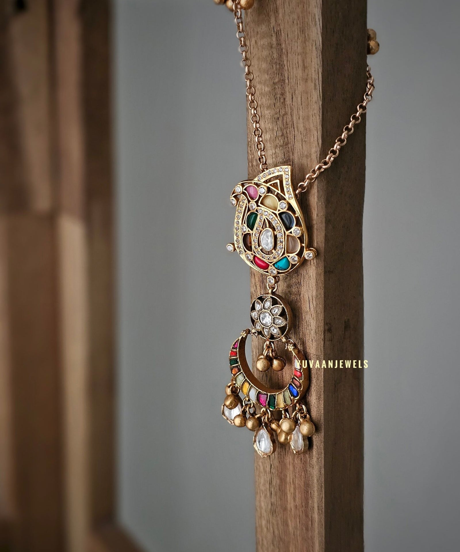 Pashmina Long polki necklace