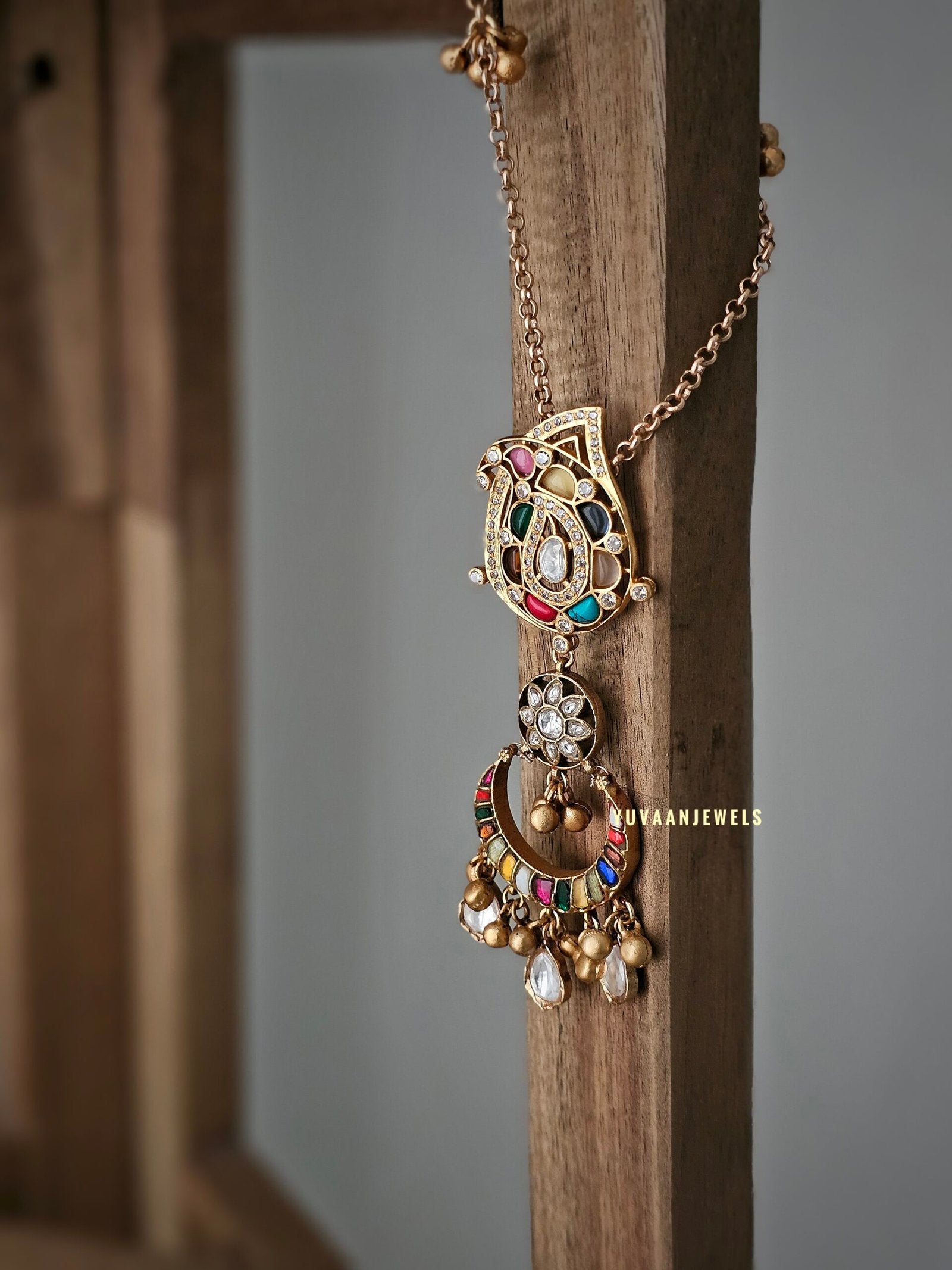 Pashmina Long polki necklace