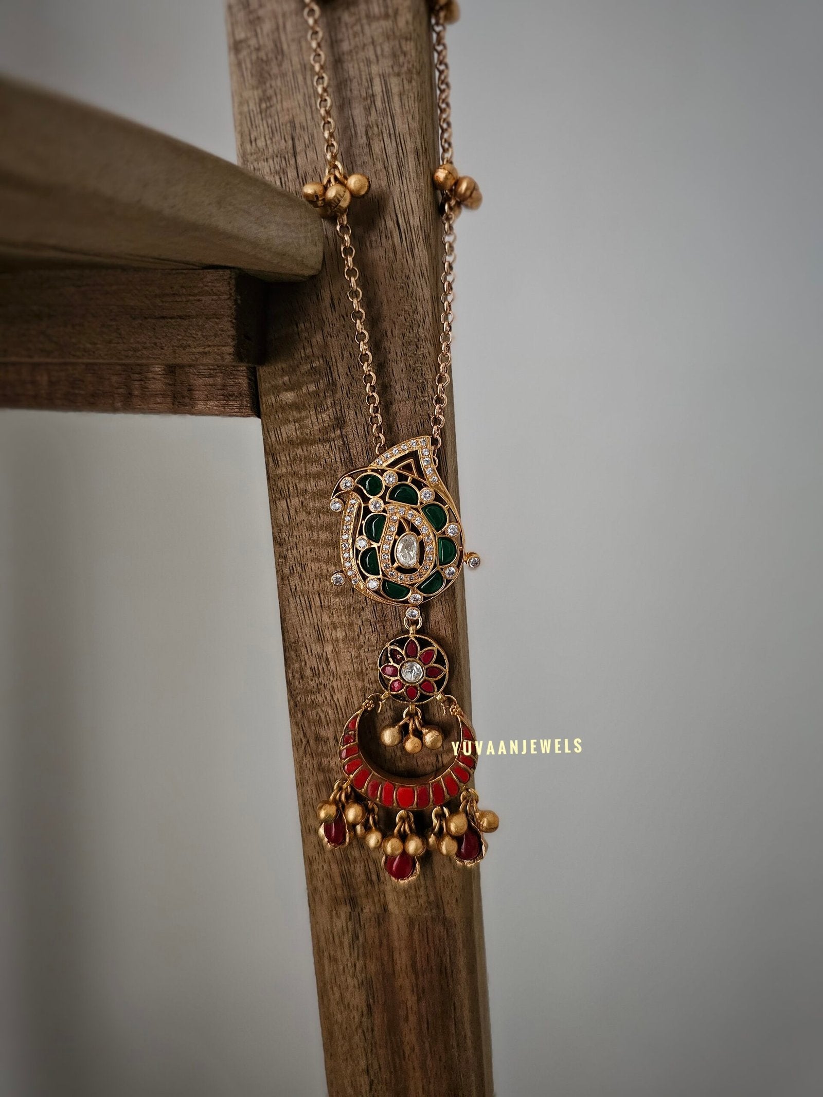 Pashmina Long polki necklace