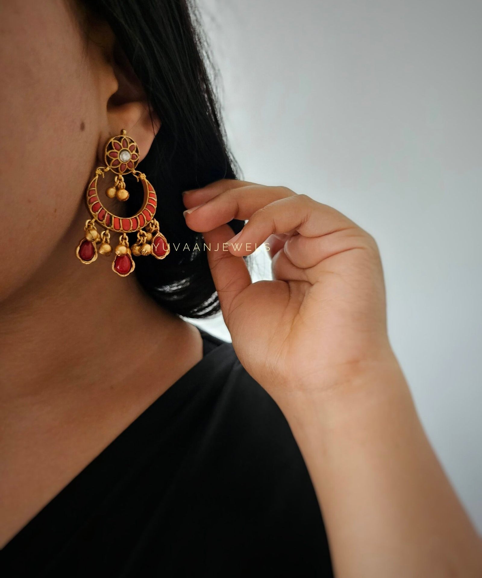 Pashmina Long polki necklace