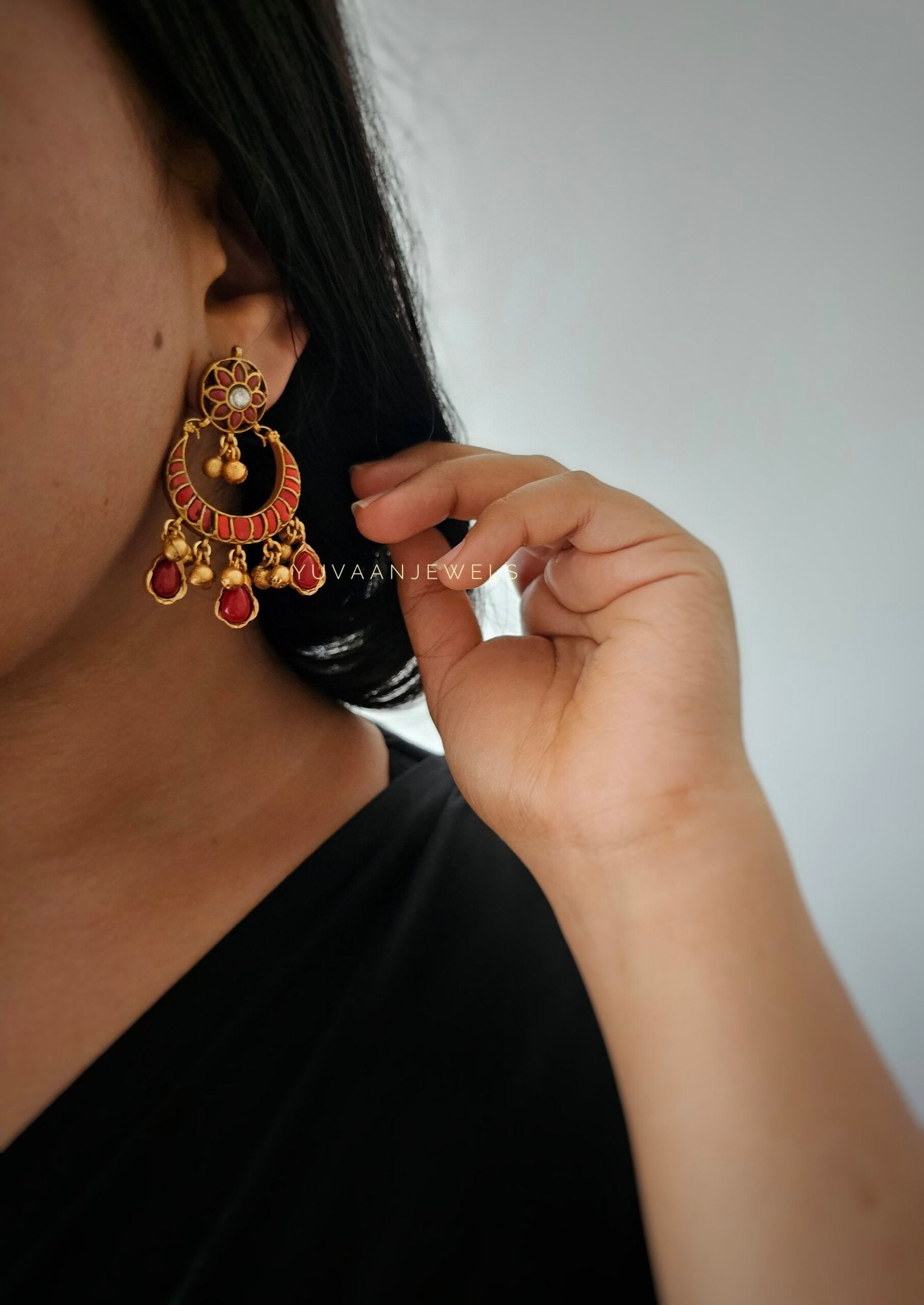 Pashmina Long polki necklace