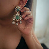 Palak Quartz stone & polki earings