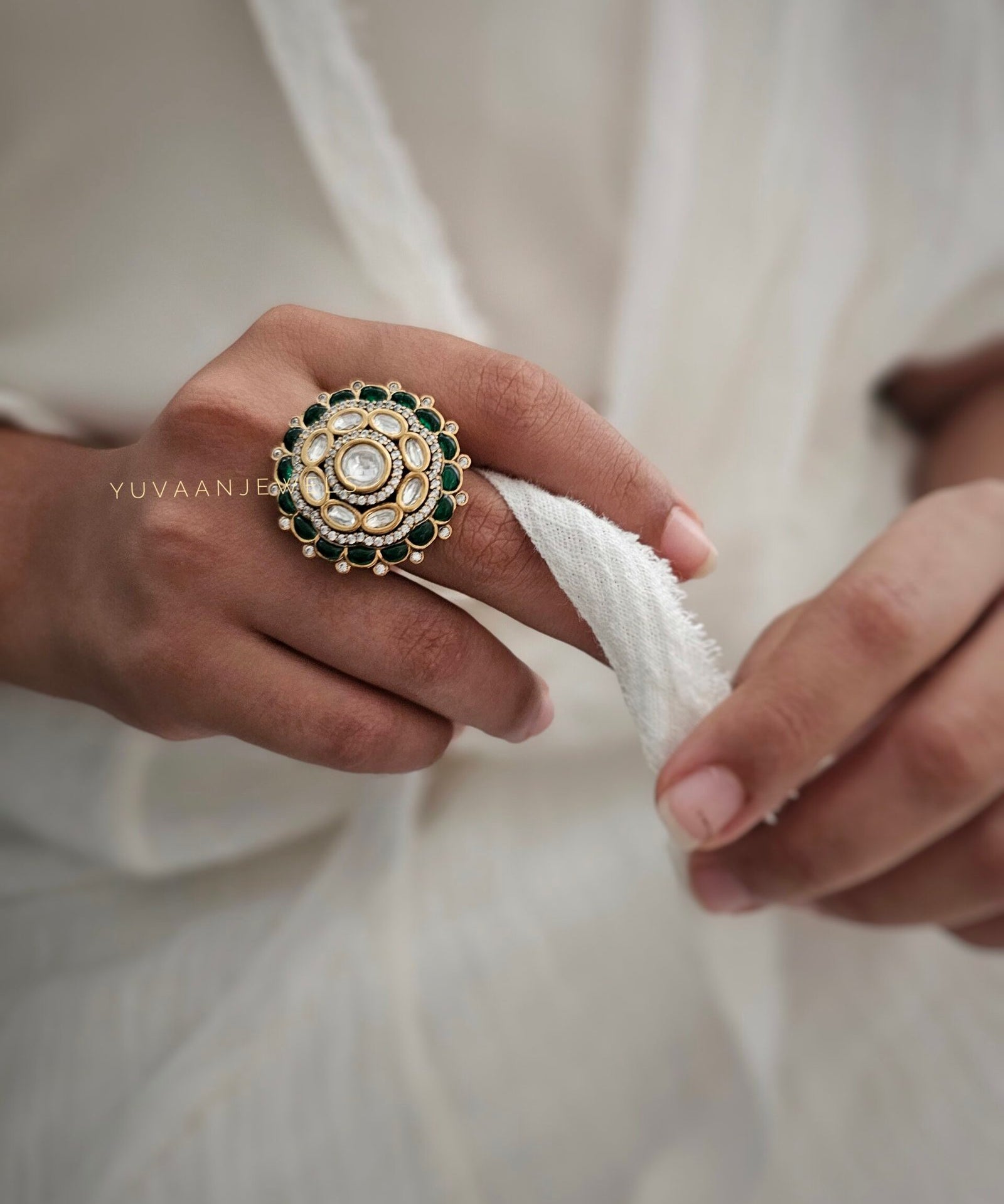 Vasu handcrafted polki ring