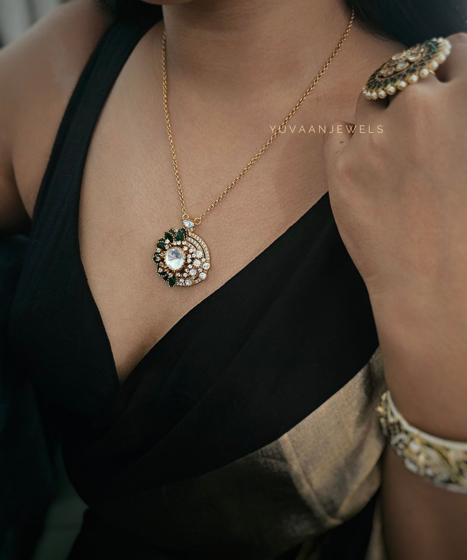 Botany Real Moissanite Polki necklace