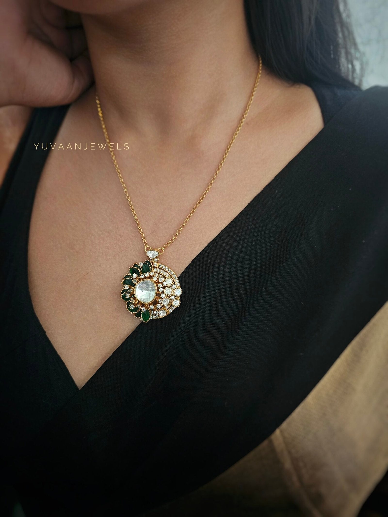 Botany Real Moissanite Polki necklace