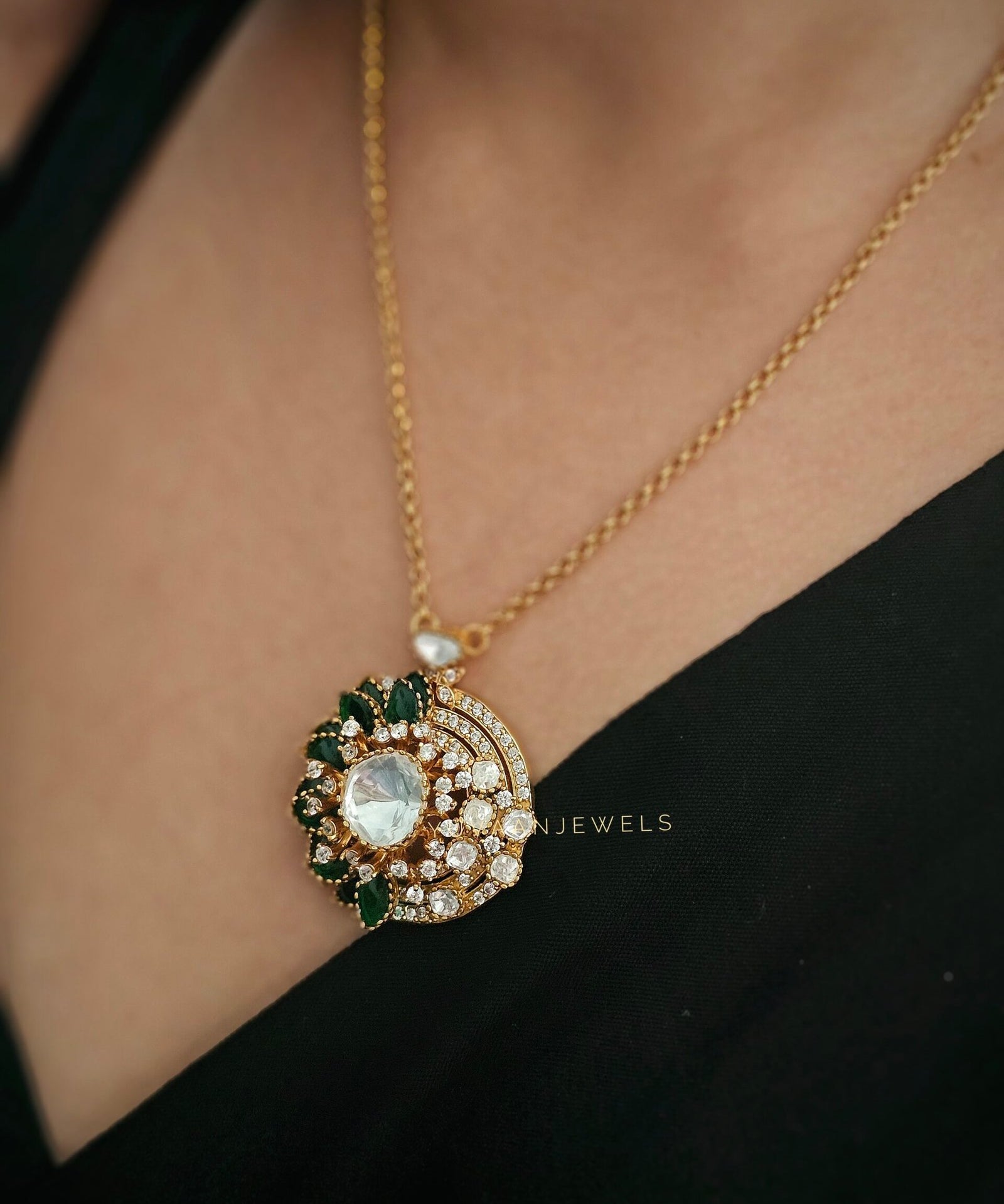 Botany Real Moissanite Polki necklace