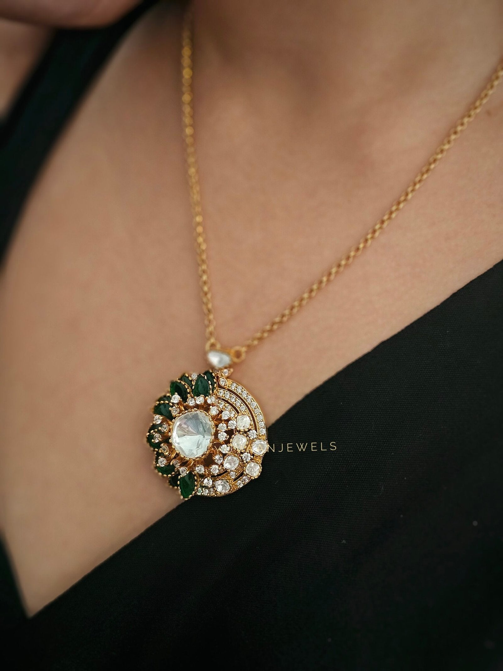 Botany Real Moissanite Polki necklace