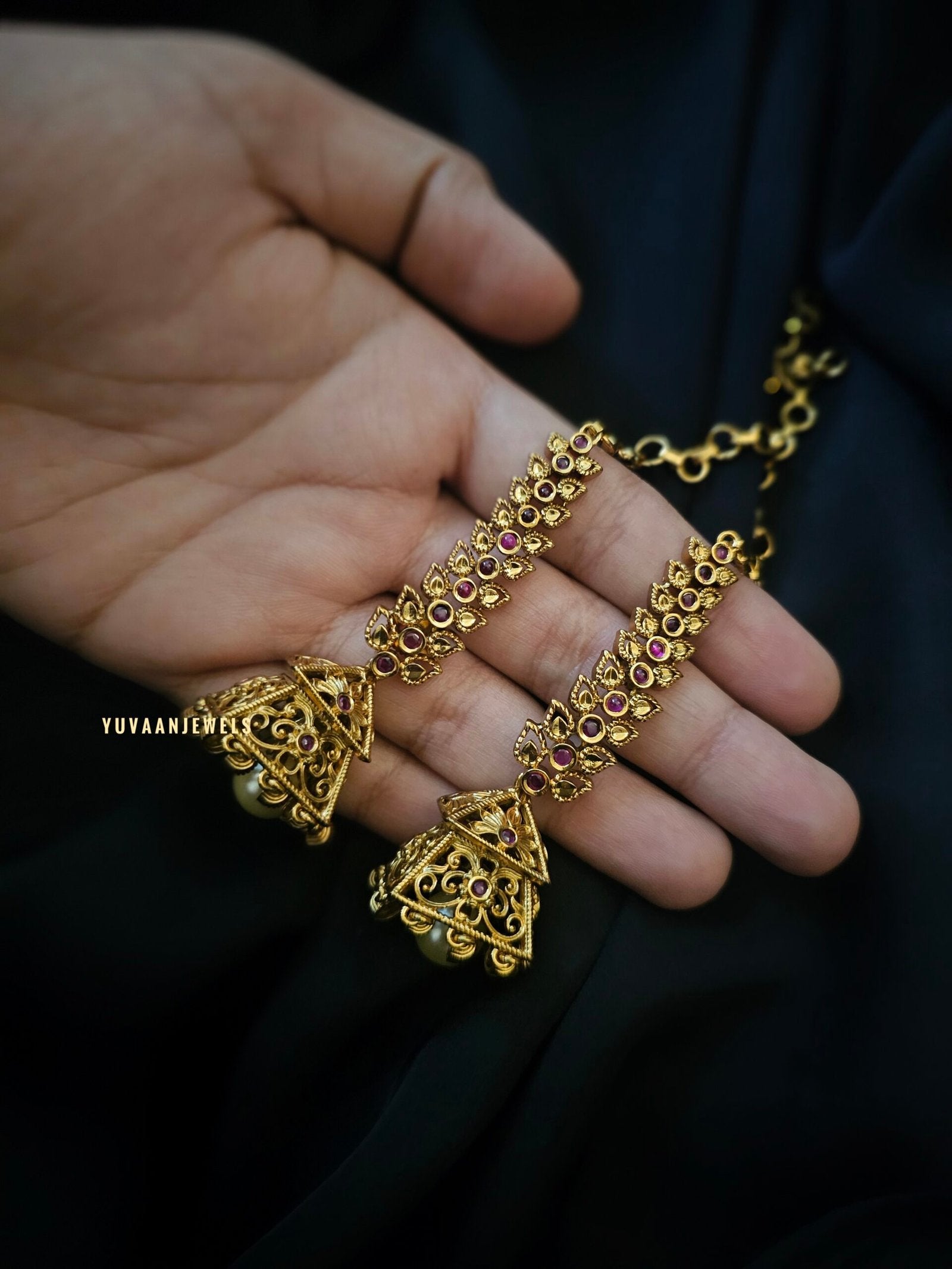 Niharika handcrafted gold jhumki
