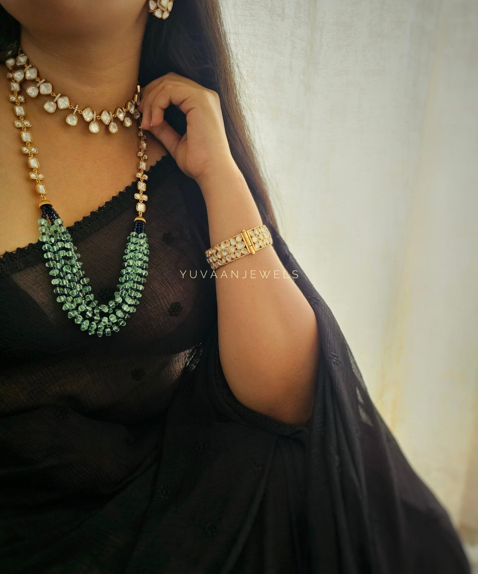 Farah Long polki necklace