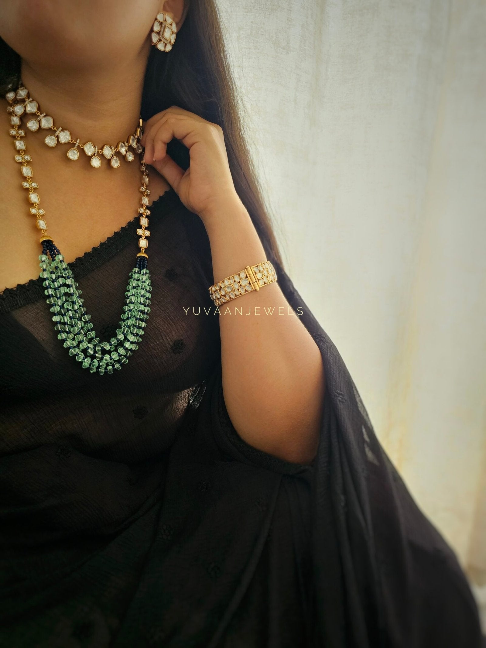Farah Long polki necklace