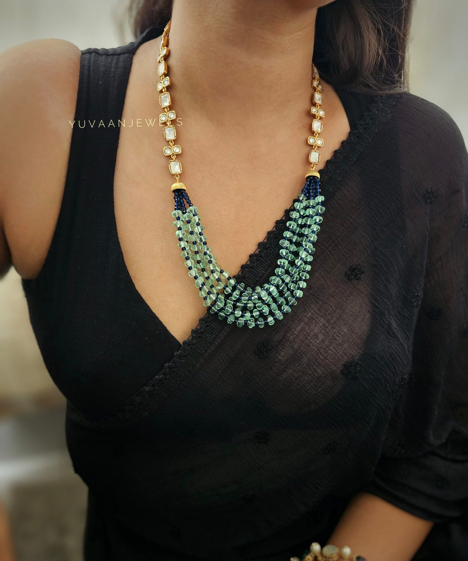 Farah Long polki necklace