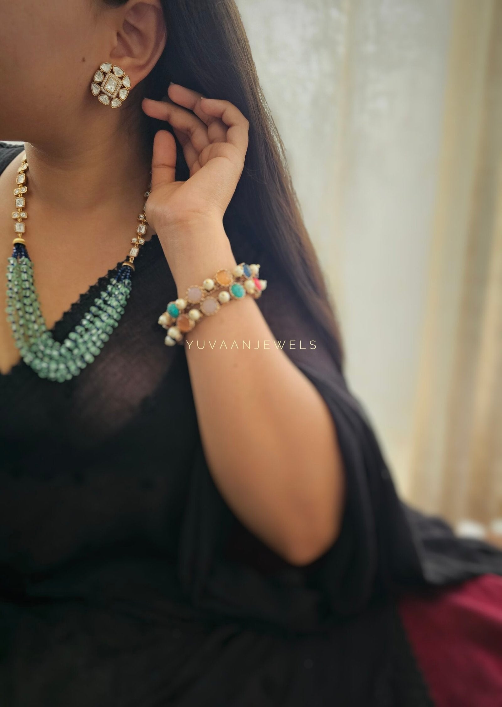 Farah Long polki necklace