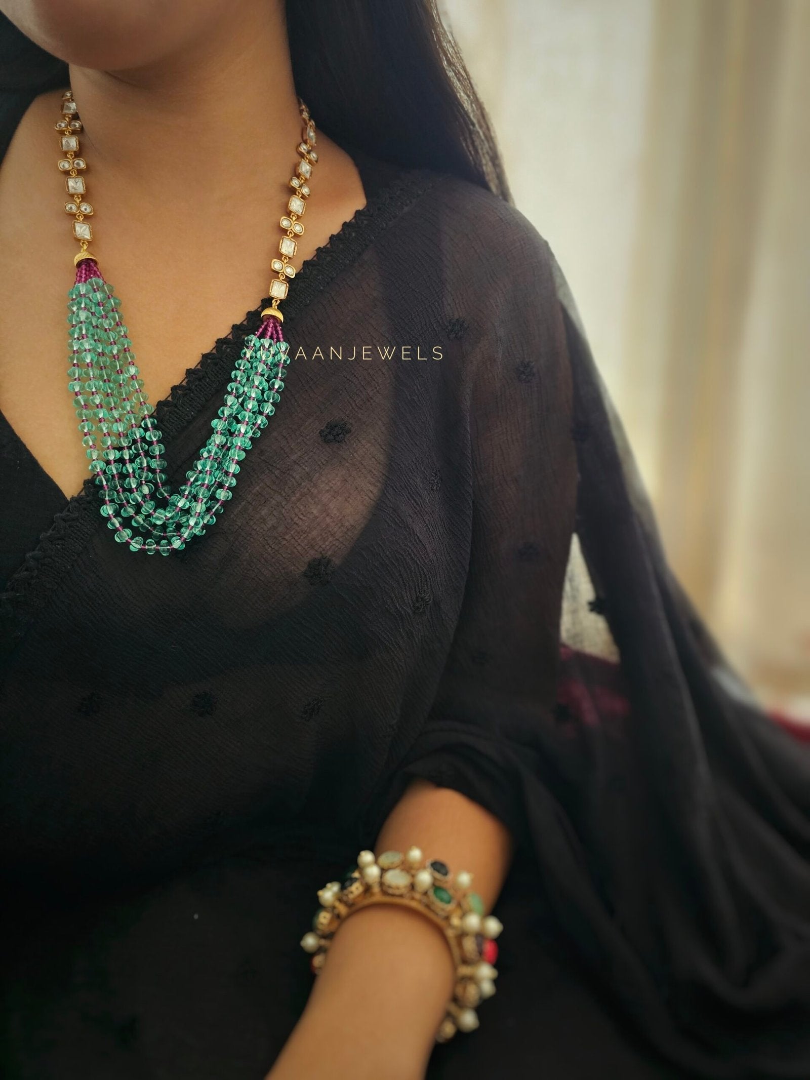 Farah Long polki necklace