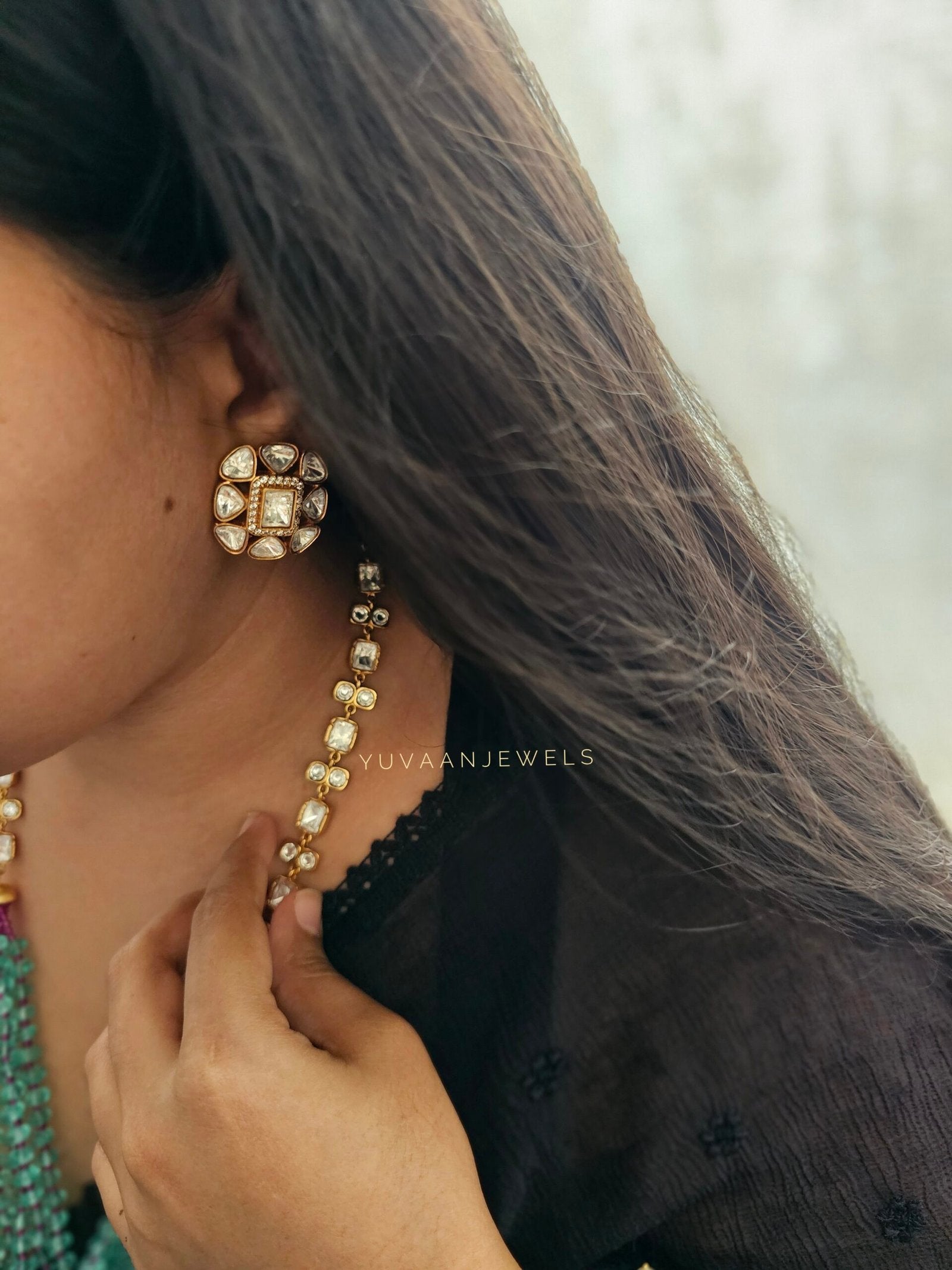 Farah Long polki necklace
