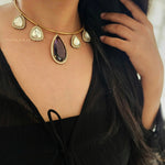 Disha Quartz and polki Hasli necklace