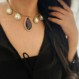 Disha Quartz and polki Hasli necklace
