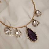 Disha Quartz and polki Hasli necklace