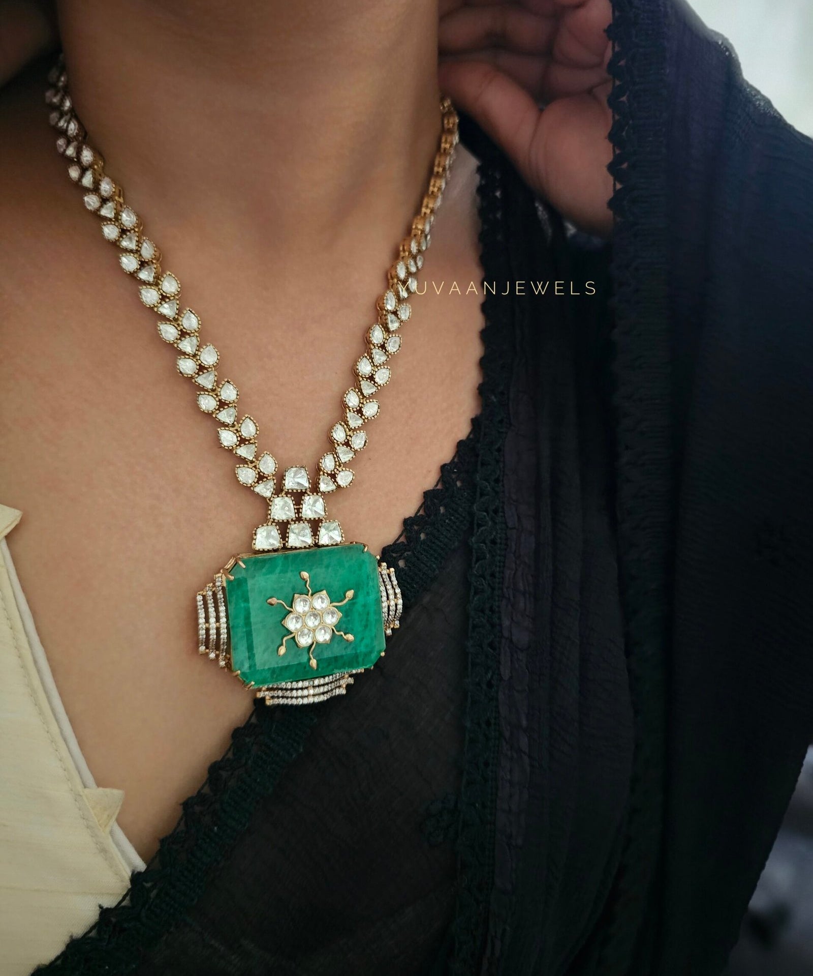 Shifa Quartz and Polki necklace