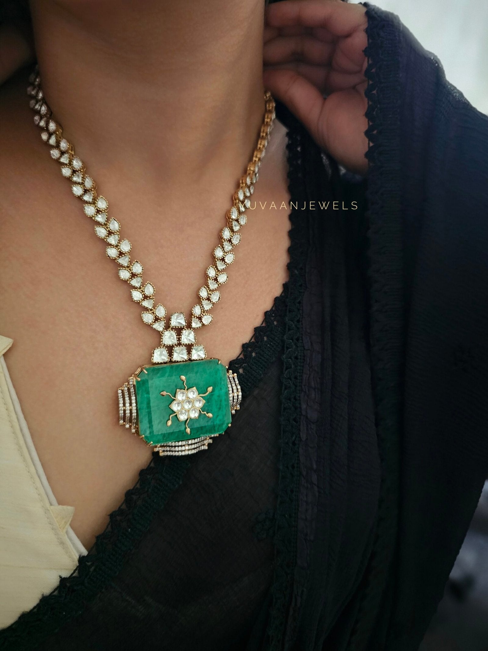 Shifa Quartz and Polki necklace