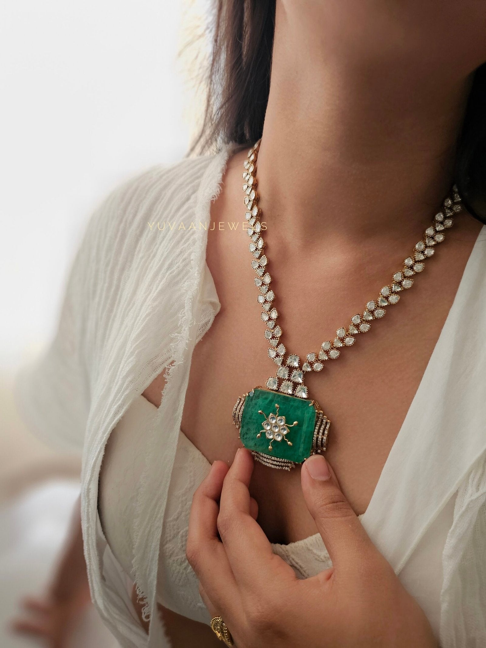 Shifa Quartz and Polki necklace