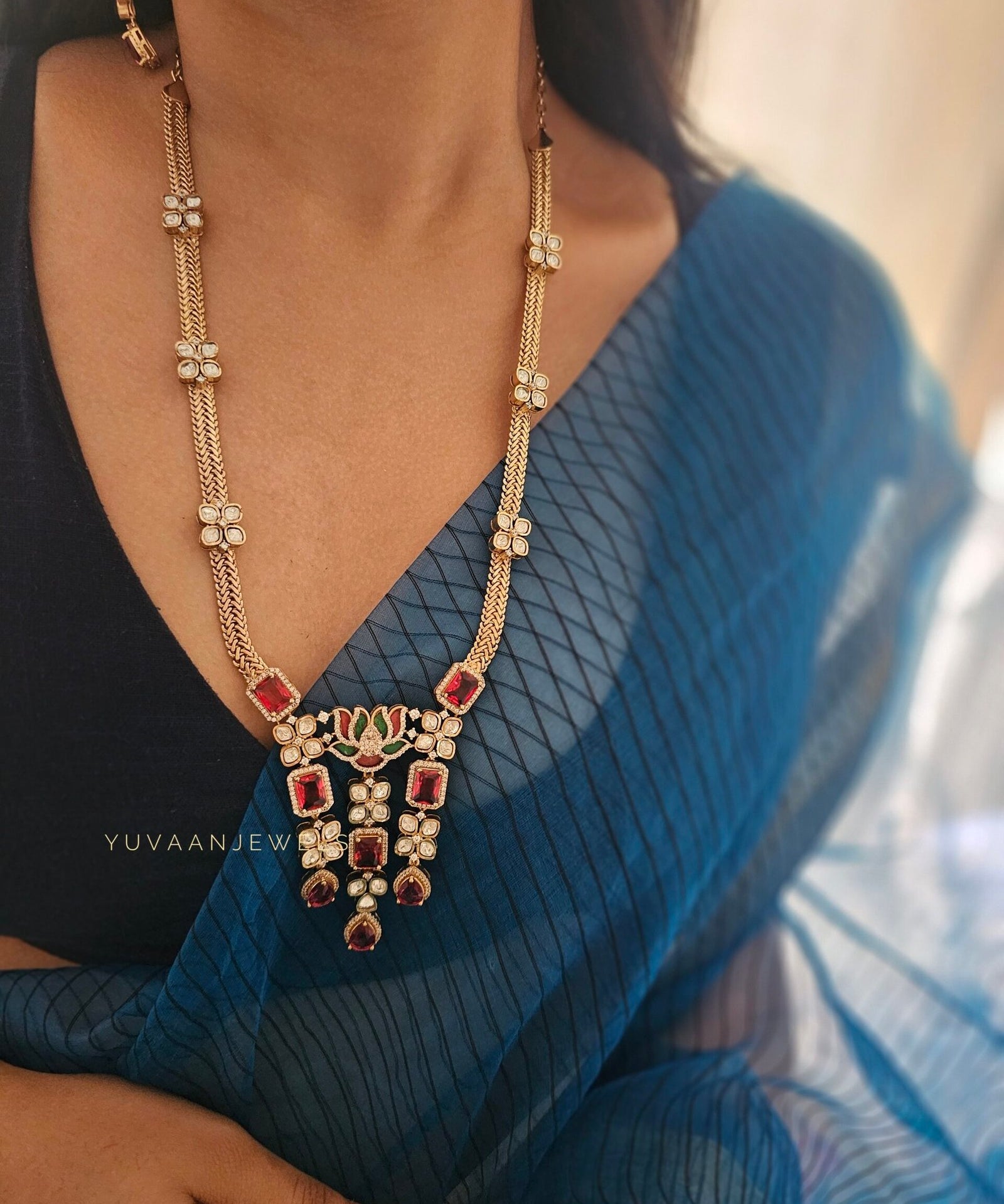 Radhika Quartz and polki necklace
