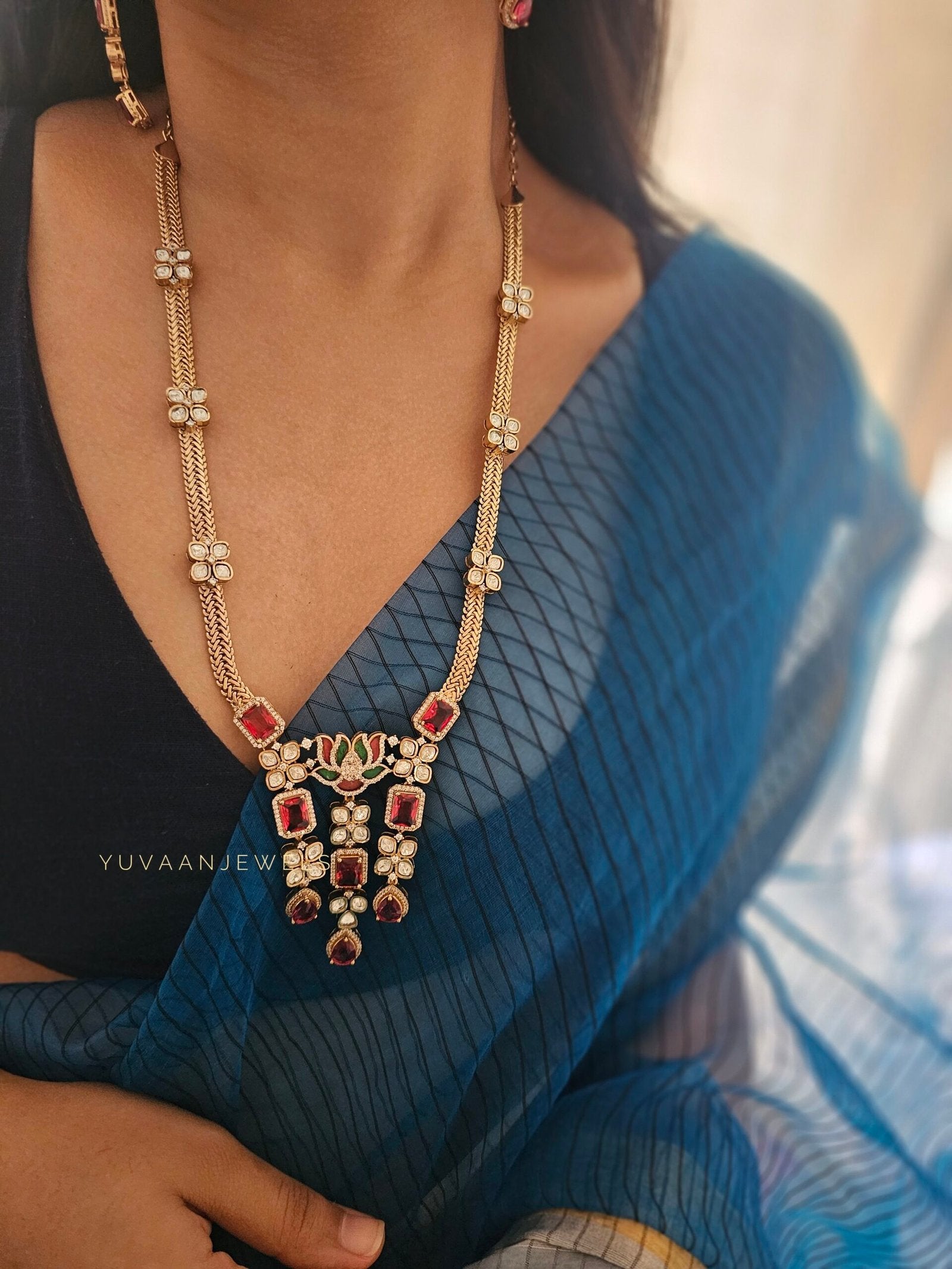 Radhika Quartz and polki necklace