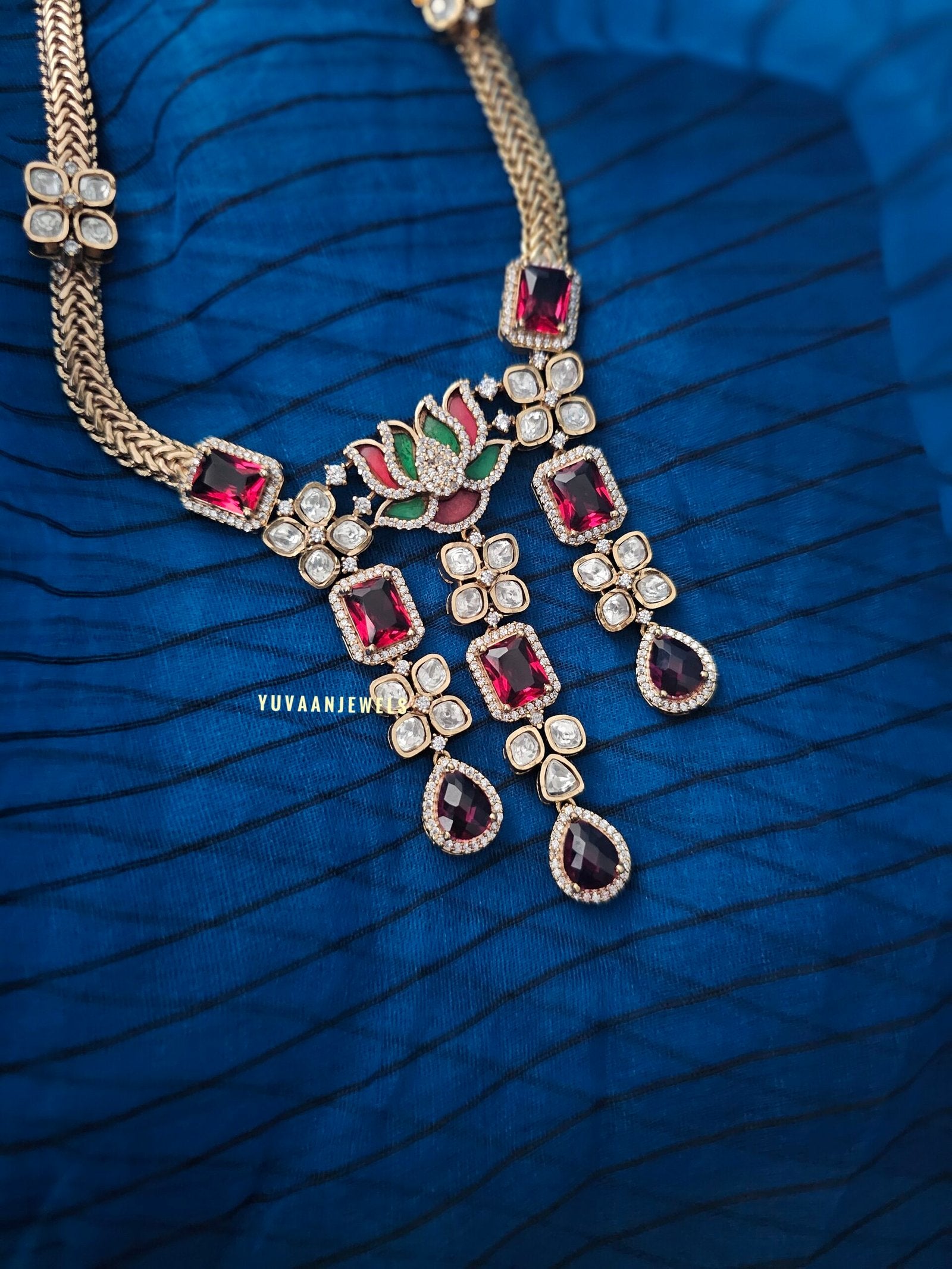 Radhika Quartz and polki necklace