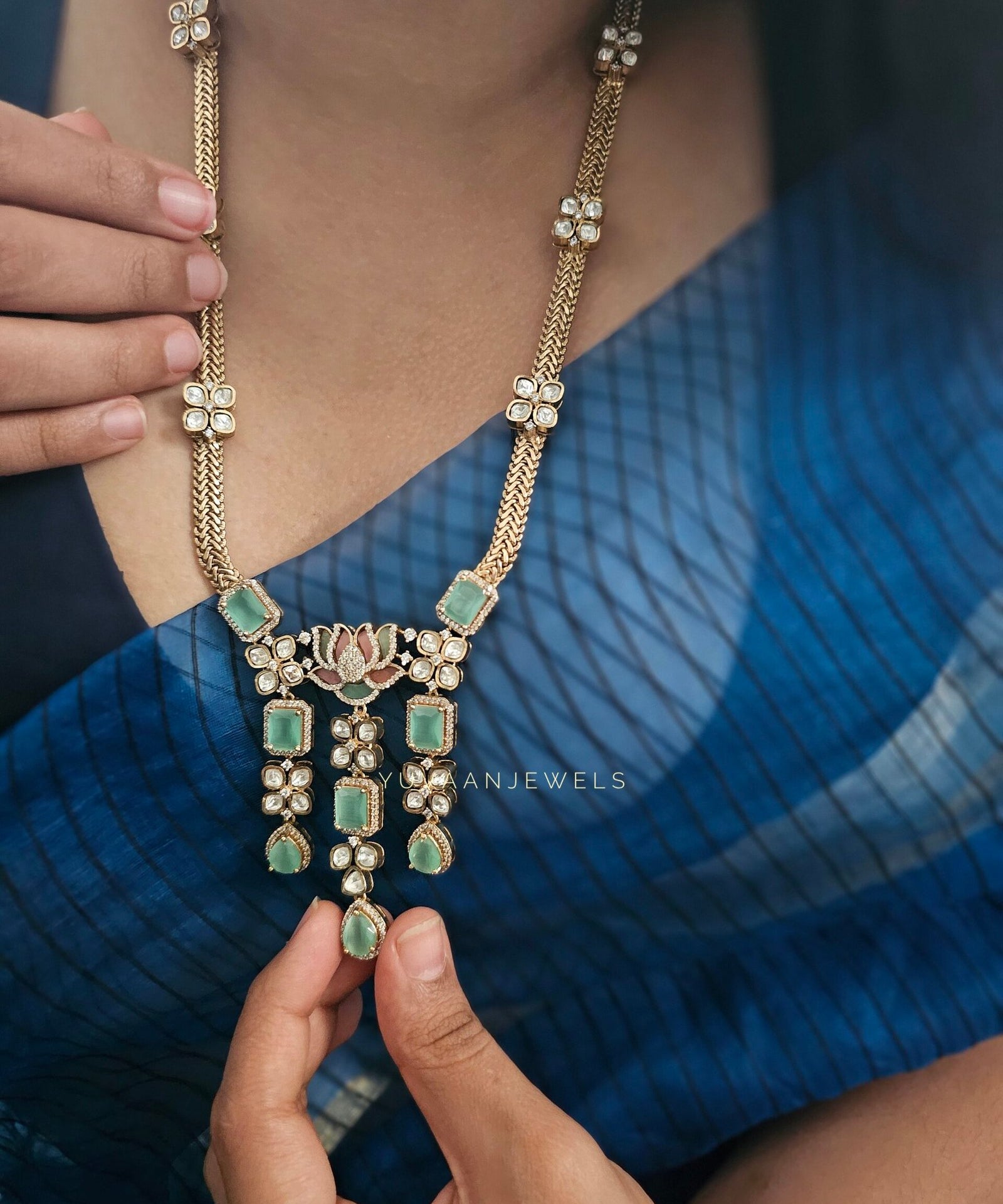 Radhika Quartz and polki necklace