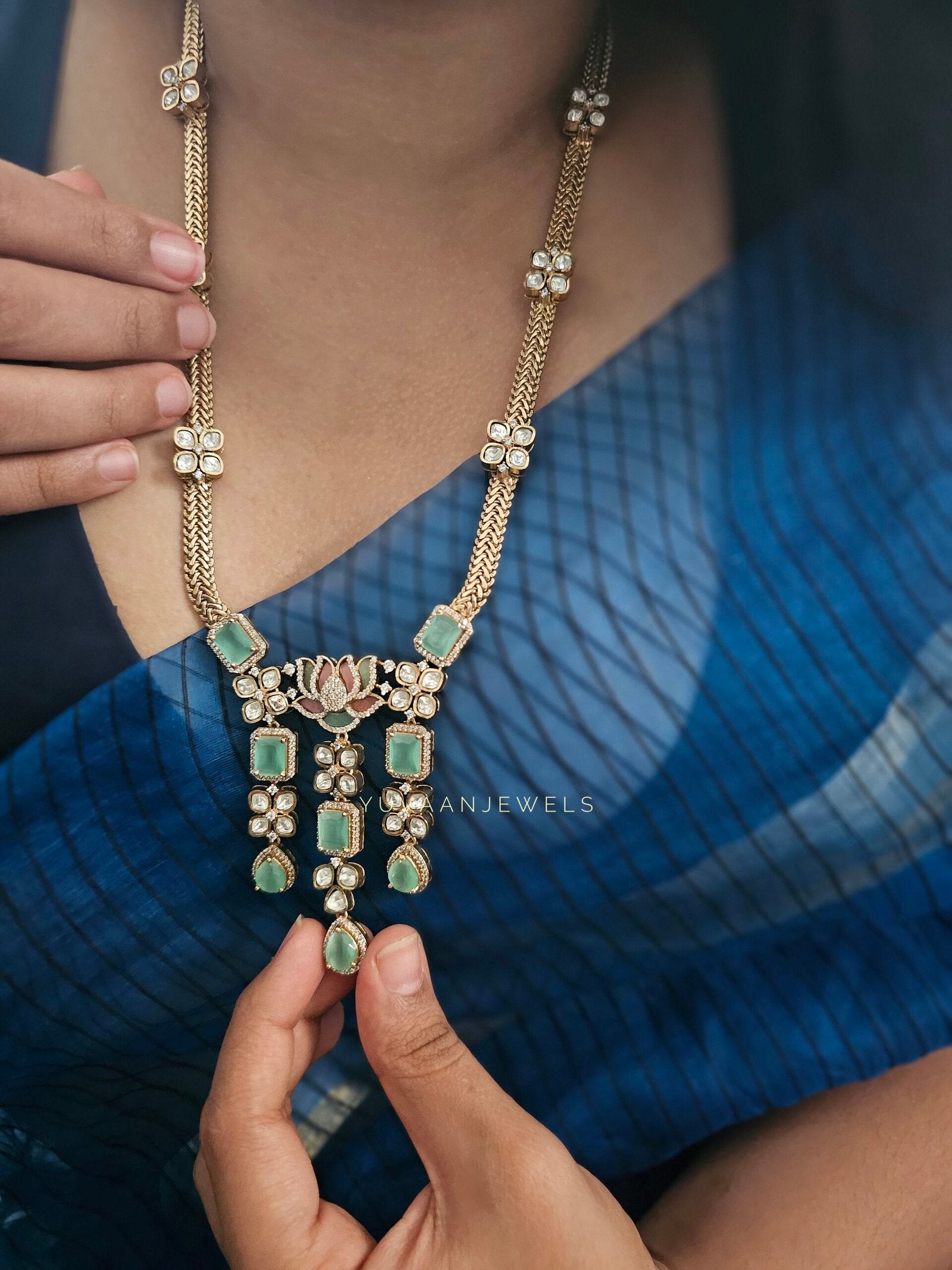 Radhika Quartz and polki necklace