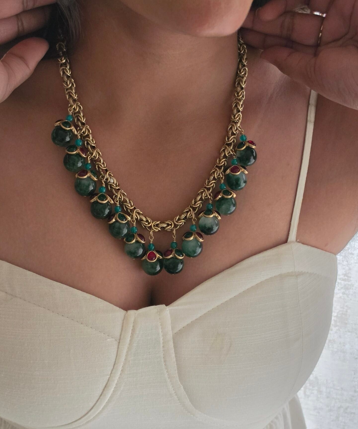 Ipsa chain semi precious stone necklace