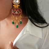 Prachi raw stone & Polki earrings