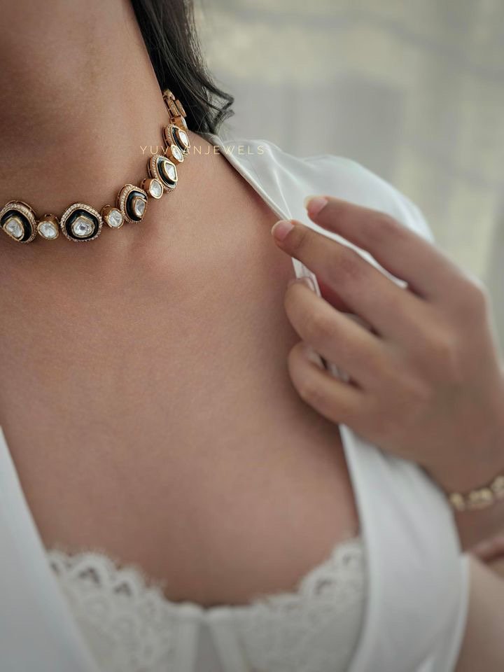 Leena Polki and Meena necklace