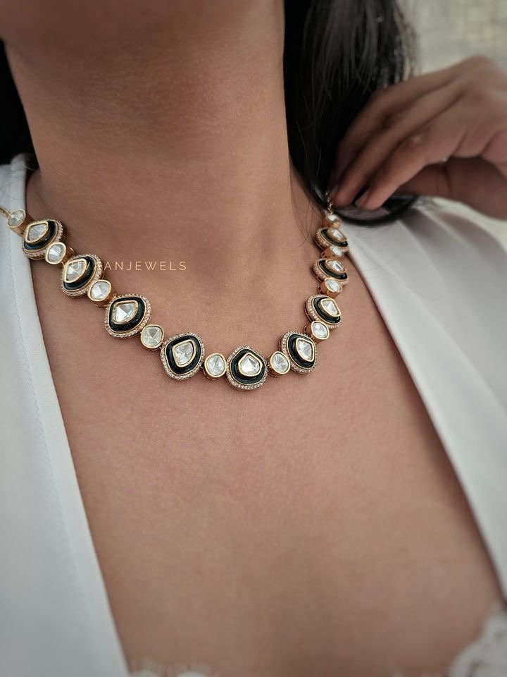 Leena Polki and Meena necklace