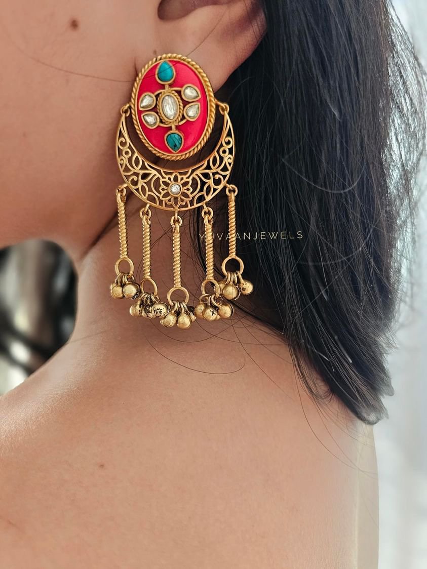 Swati raw stone chaandbali